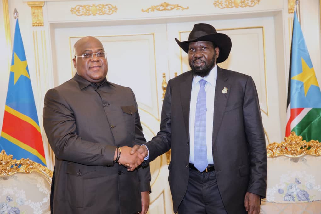 Les présidents Félix Tshisekedi (RDC) et Salva Kiir (Sud-Soudan)