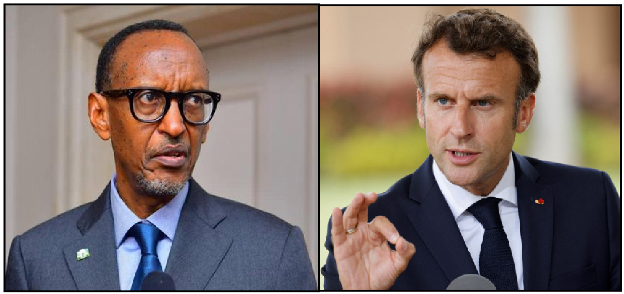 Les présidents Paul Kagame (Rwanda) et Emmanuel Macron (France) Photo montage Le Maximum
