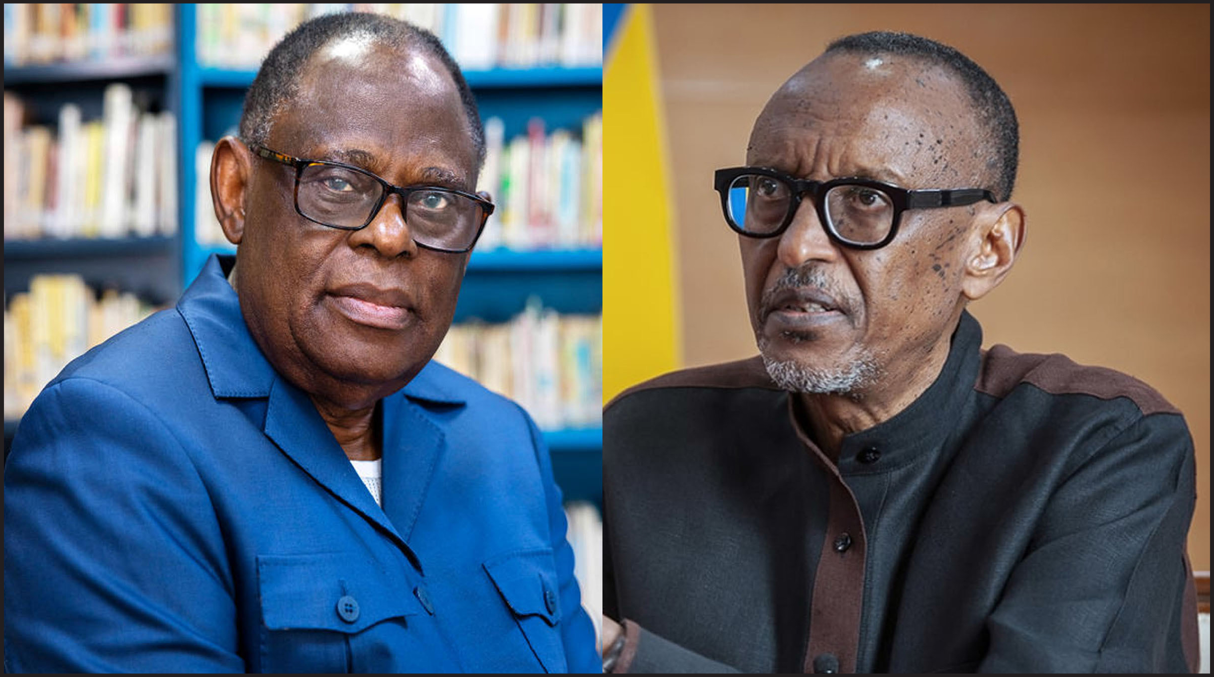 Le professeur Isidore Ndaywel et le président rwandais Paul Kagame