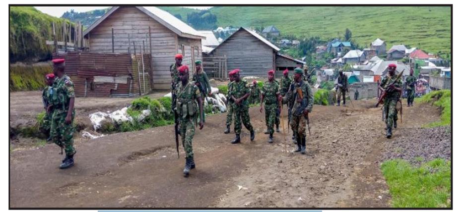 Eléments du contingent burundais en patrouille à Masisi (Nord-Kivu/ RDC).