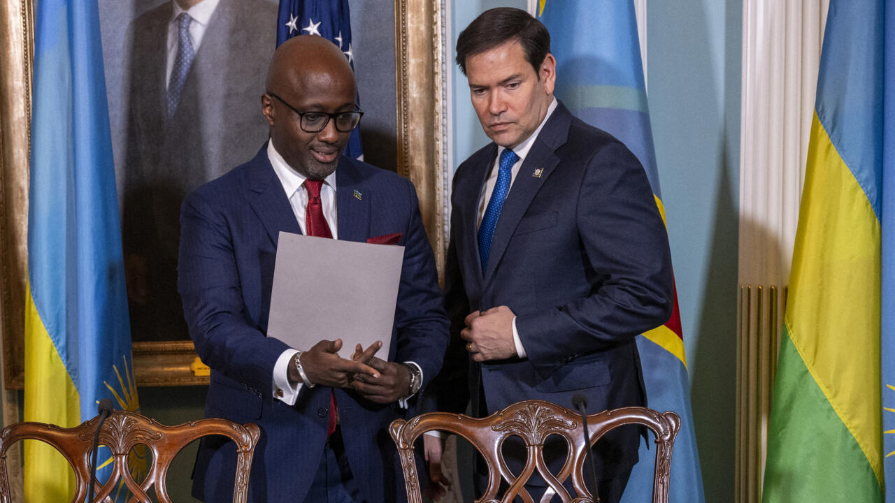 Le ministre rwandais des AE Olivier Nduhungirehe et Marco Rubio, secrétaire d’État américain.