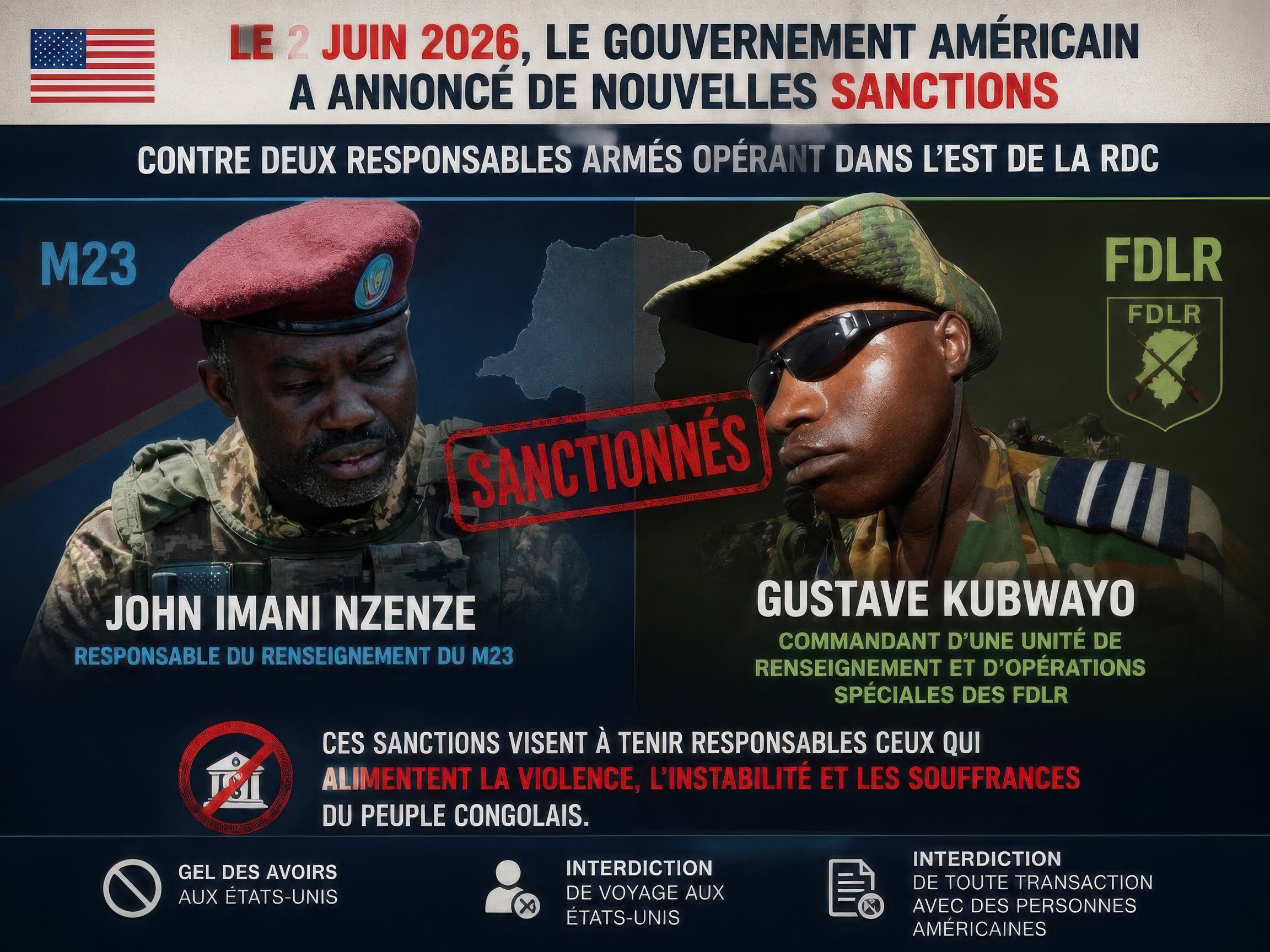 APRES KABILA ET LES RDF : Nouvelles sanctions américaines