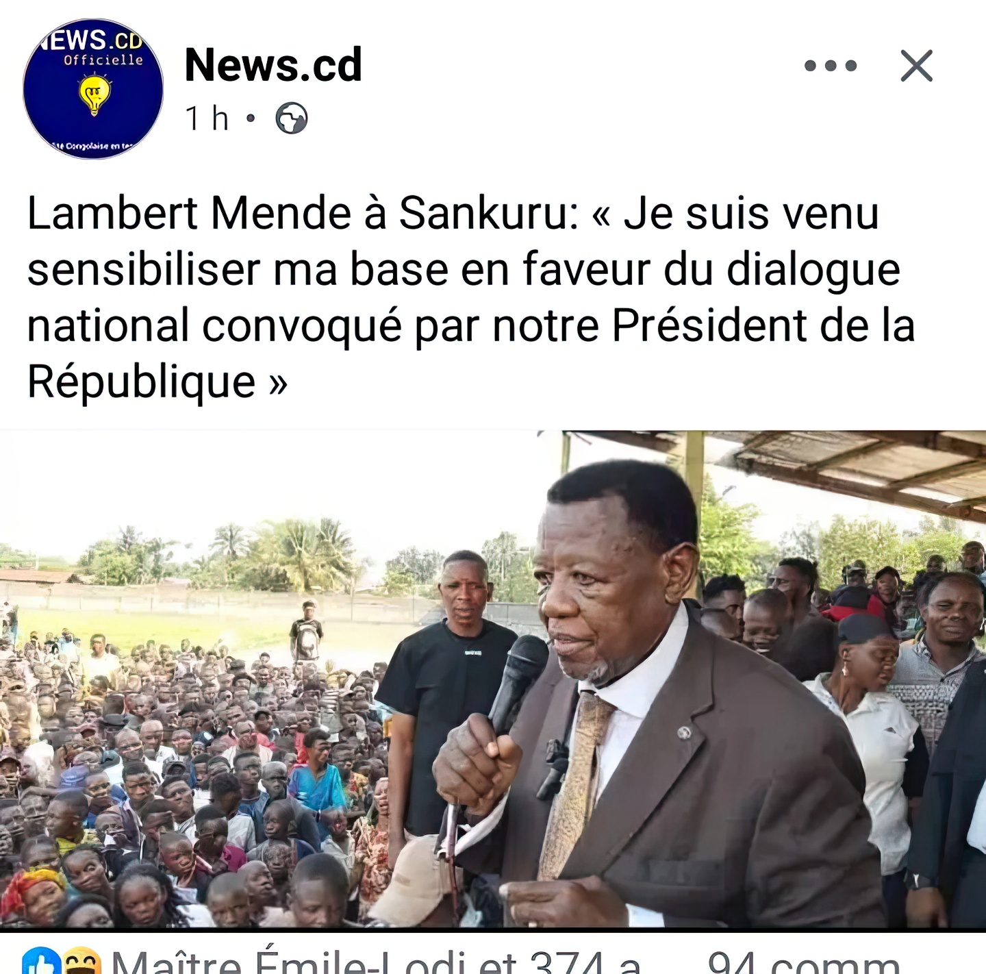 La tournée de l’honorable Lambert Mende au Sankuru